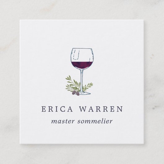 Weinglas | Sommelier - oder Weinindustrie Quadratische Visitenkarte (Vorderseite)