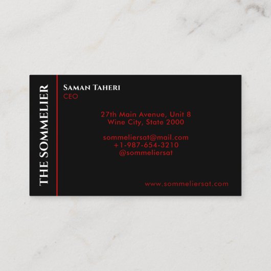 Weinglas Sommelier Visitenkarte (Rückseite)