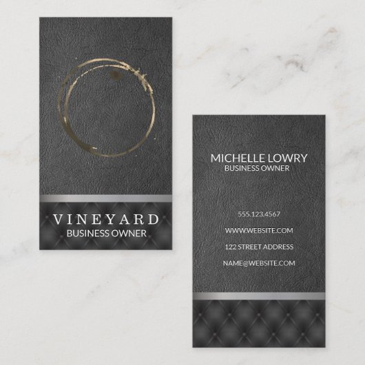 Weinglas-Stain | Backgroun mit schwarzem Padding L Visitenkarte (Vorne/Hinten)