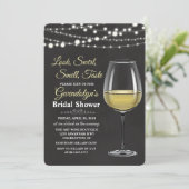 Weinglas Streichellichter Bridal Dusche Einladung (Stehend Vorderseite)