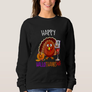 Weinglas Thankgiving Weinfreudige Hallothanksmas Sweatshirt