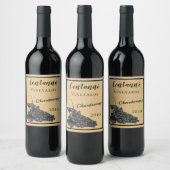 Weinglas Trauben Altes Papier Hintergrund Weinetikett (Flaschen)