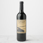 Weinglas Trauben Altes Papier Hintergrund Weinetikett (Vorderseite)