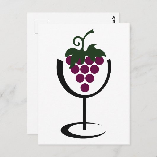 Weinglas-Trauben Postkarte (Vorne/Hinten)