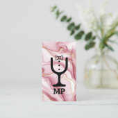Weinglas-Tuxedo-Logo | Rosa Marmor Visitenkarte (Stehend Vorderseite)