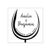 Weinglas Typografie Couple`s Names Wedding Gummistempel (Prägung)