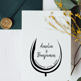 Weinglas Typografie Couple`s Names Wedding Gummistempel