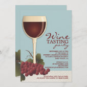 Weinglas-u. Trauben-Wein-Probieren-Party Einladung (Vorne/Hinten)