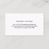 Weinglas und Blume, handgezeichnete Illustration Visitenkarte (Rückseite)