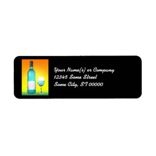 Weinglas und Flasche: Buntglas