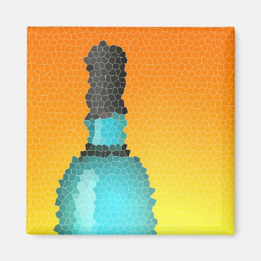 Weinglas und Flasche: Buntglas Magnet (Vorne)