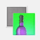 Weinglas und Flasche: Buntglas Magnet (Vorderseite/Rückseite)