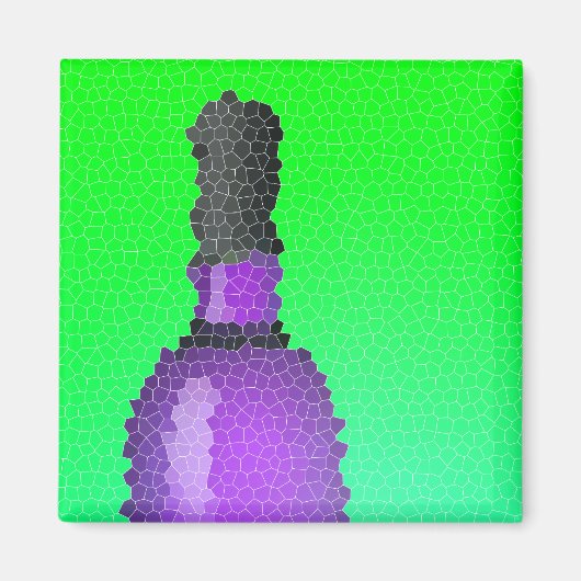 Weinglas und Flasche: Buntglas Magnet (Vorne)