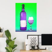 Weinglas und Flasche: Buntglas Poster (Heimbüro)