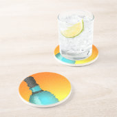 Weinglas und Flasche: Buntglas Sandstein Untersetzer (Seite)