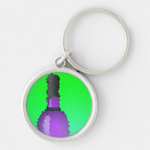 Weinglas und Flasche: Buntglas Schlüsselanhänger