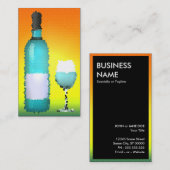Weinglas und Flasche: Buntglas Visitenkarte (Vorne/Hinten)
