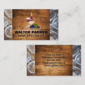 Weinglas und Flasche | Holzrahmen Visitenkarte (Vorne/Hinten)