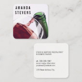 Weinglas und Flasche Quadratische Visitenkarte (Vorne/Hinten)