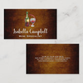 Weinglas und Flasche | Vintager Hintergrund Visitenkarte (Vorne/Hinten)