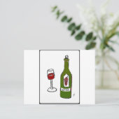 WEINGLAS UND FLASCHENSKETCH POSTKARTE (Stehend Vorderseite)