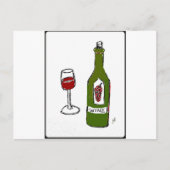 WEINGLAS UND FLASCHENSKETCH POSTKARTE (Vorderseite)