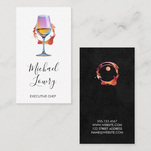 Weinglas und Glasstab Visitenkarte (Vorne/Hinten)