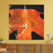 Weinglas und Herbstleaf Leinwanddruck (Insitu (Wohnzimmer))