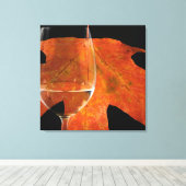 Weinglas und Herbstleaf Leinwanddruck (Insitu (Holzboden))