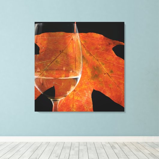 Weinglas und Herbstleaf Leinwanddruck (Insitu (Holzboden))