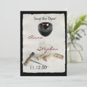 Weinglas und Korken Einladung (Stehend Vorderseite)