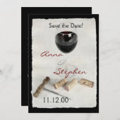 Weinglas und Korken Einladung (Vorne/Hinten)