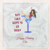 Weinglas und Mädchen Glasuntersetzer (Vorderseite)