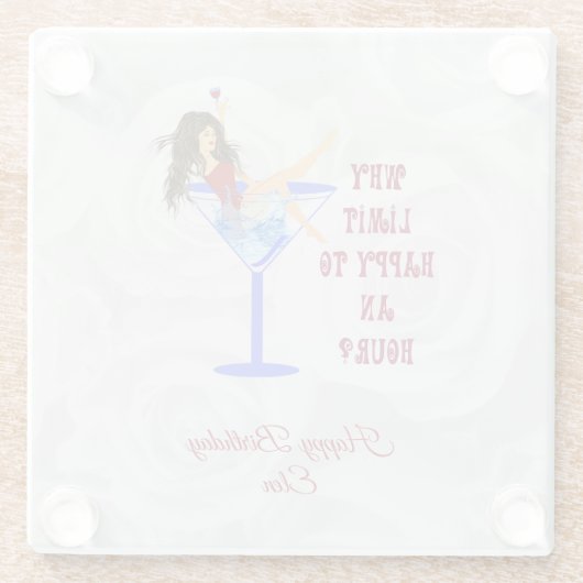Weinglas und Mädchen Glasuntersetzer (Rückseite)