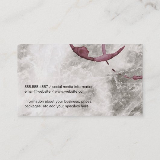 Weinglas und Marmor Visitenkarte (Rückseite)