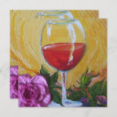 Weinglas und Rosa Party Einladung (Vorne/Hinten)