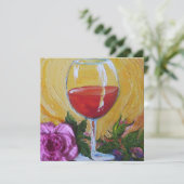 Weinglas und Rosa Party Einladung (Stehend Vorderseite)