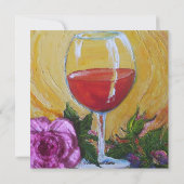 Weinglas und Rosa Party Einladung (Rückseite)