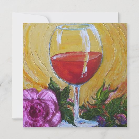 Weinglas und Rosa Party Einladung (Vorderseite)