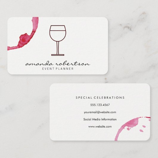 Weinglas und -stein visitenkarte (Vorne/Hinten)