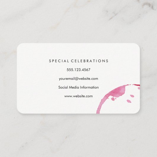 Weinglas und -stein visitenkarte (Rückseite)