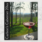 Weinglas und Weinbaugebiete Weinetikett (Einzelnes Label)