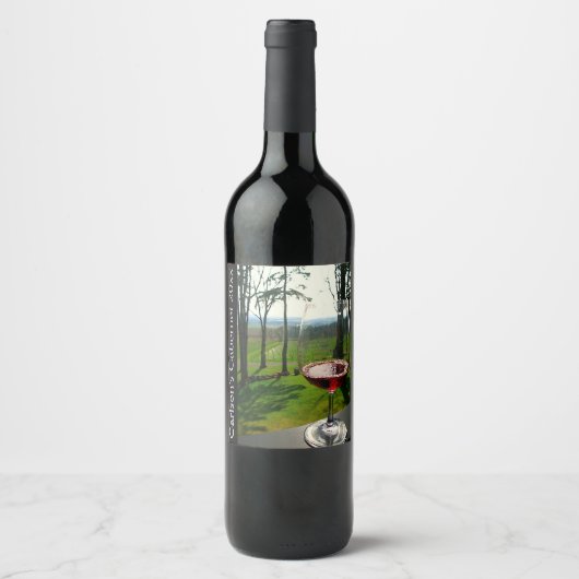 Weinglas und Weinbaugebiete Weinetikett (Vorderseite)