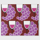Weinglas und Weintrauben Geschenkpapier (Flach)