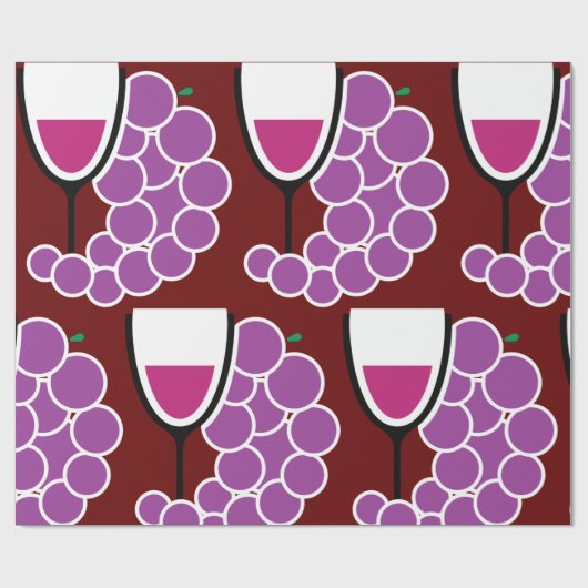 Weinglas und Weintrauben Geschenkpapier (Flach)