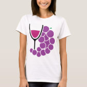 Weinglas und Weintrauben T-Shirt (Vorderseite)