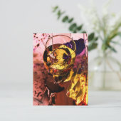 Weinglas und Weintraubenblatt-Fotocollage Postkarte (Stehend Vorderseite)