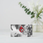 Weinglas | Weintrauben Schwarz-weiß Visitenkarte (Stehend Vorderseite)