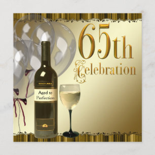 Weinglasche Flasche Gold 65. Geburtstagsfeier Einladung