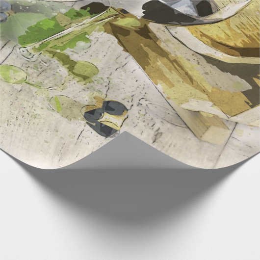 Weingläser, Barrel und Trauben Geschenkpapier (Ecke)